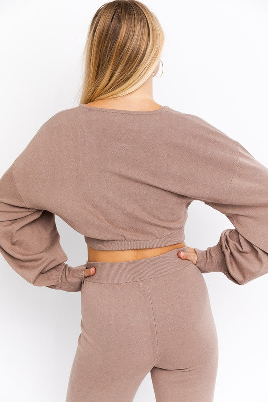 Kissed by MoonPie Comfy and Easy Mock Turtleneck Women Set - Ash Mocha Medium / Ash Mocha